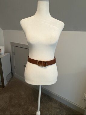 Christian Dior Cognac Brown Leather CD Logo Buckle Belt Gold Hardware Size 75/80